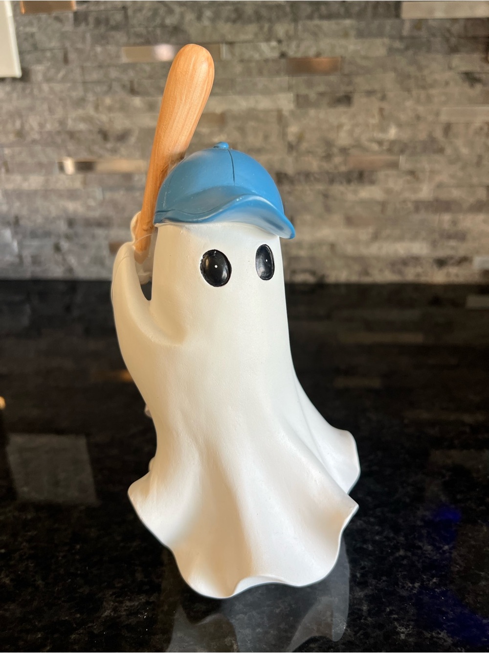 ADORABLE!!! Halloween BASEBALL Player GHOST W Baseball Bat & Cap